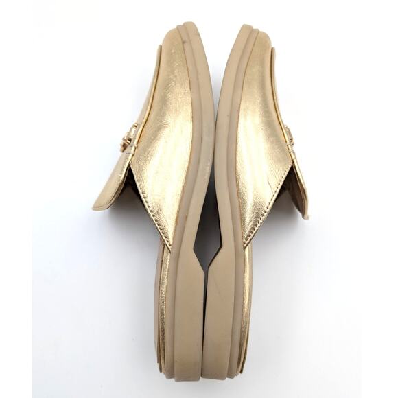 Sam Edelman Kira Slip On Mule Women's Logo Leather Gold Size US7M EU38 - Picture 10 of 11